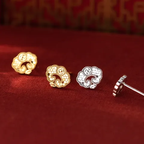925 Sterlingsilber Ruyi Wolken Ohrstecker Elegant Chinesischer Stil Glücksmünze Strass Ohrringe Für Damen Schmuck