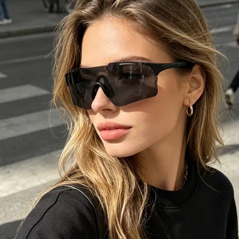 Gafas de Sol de Ciclismo de Moda Unisex UV400 de Una Sola Pieza de Montura Grande Gafas Deportivas para Montar al Aire Libre a Prueba de Viento
