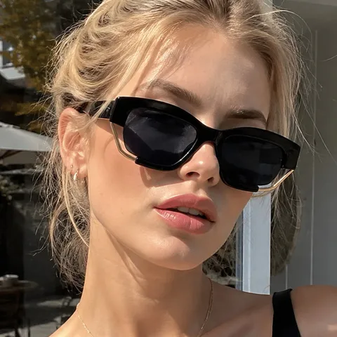 Vintage Eckige Sonnenbrille Für Damen Herren Mode Retro Farbblock Geometrische Brille Modische Metall Spleißen Schutzbrille
