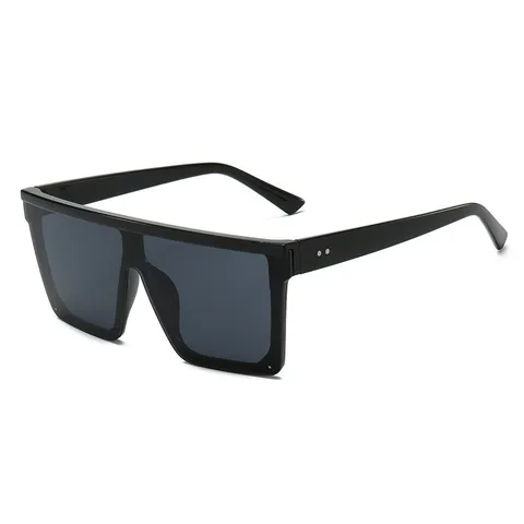 Futuristische Oversized Quadratische Einteilige Sonnenbrille Für Damen Herren Punk Flat Top Spritzgegossen PC Rahmen Metallnieten Schild Brille Sonnenschutz Fahren