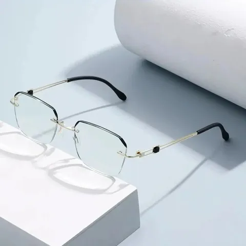 Randlose Anti Blaulicht Lesebrille Ultraleicht Metall Polygon Rahmen Klare Linse Vergrößerungsbrille Für Herren Damen
