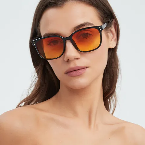 Vintage Stilvolle Quadratische Übergroße Sonnenbrille Für Damen Herren UV400 Schutz Sonnenbrille Mode Nieten Dekor Reisebrille