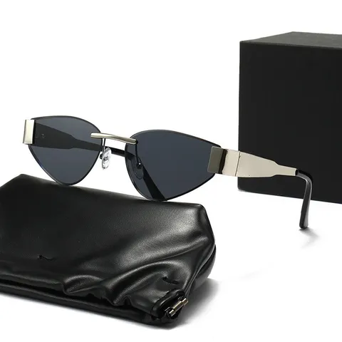 Gafas de Sol Retro sin Marco Triángulo Ojo de Gato de Metal para Mujer Estilo Vintage Lujo Protección UV400 Moda