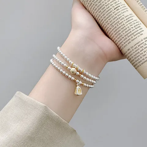 Vintage Fine Silver Four-Faced Buddha Pendant Bracelet Ancient Gold Gilded Multi-layer Bead Bracelet For Women Ethnic Jewelry