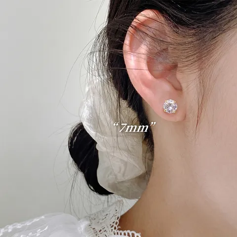 Minimalistische Luxuriöse Strass Ohrstecker Mit 925 Sterlingsilber Ohrstecker-Stift Elegante Runde Form Feine Verarbeitung Geometrische Ohrringe Für Damen Alltag