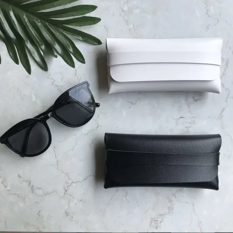 Portable Wallet Style Leather Glasses Case Handmade Foldable Sunglasses Storage Box With Soft Lining Protector For Women Men