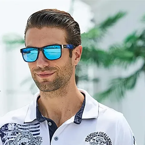 Gafas de Sol Deportivas de Moda Montura Cuadrada de PC Protección UV Lente de Espejo Gafas Elegantes para Ciclismo Conducción Playa Unisex