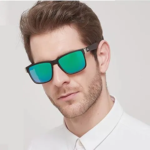 Gafas de Sol Deportivas de Moda Montura Cuadrada de PC Protección UV Lente de Espejo Gafas Elegantes para Ciclismo Conducción Playa Unisex