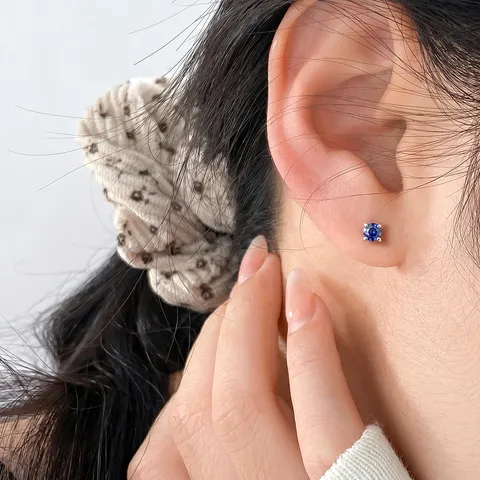 925 Sterlingsilber Blauer Strass Ohrstecker Vier-Zacken-Fassung Minimalistischer Modeschmuck Zubehör Für Damen Geschenk