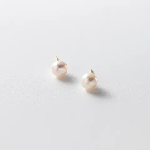 S999 Fine Silver Pearl Stud Earrings For Women French Minimalist Round Purple Pink White Pearl Earrings Hypoallergenic Silver Post