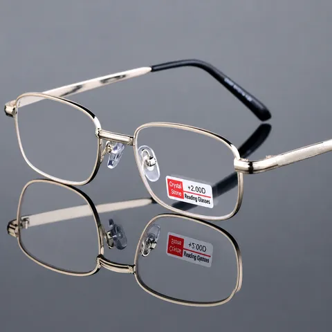Gafas de Lectura de Vidrio de Cristal de Alta Definición Anti-Radiación Marco de Metal Ovalado para Hombres Mujeres Ancianos Estilo Retro