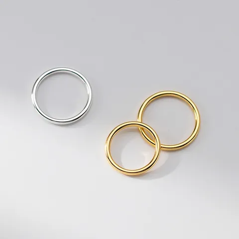 S925 Sterling Silver Minimalist Ring For Women Polished Round Band Ring Fashion Gold Silver Plated Korean Style Jewelry Finger Ring Gift