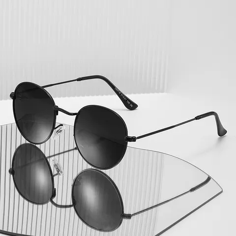 Vintage Ronde Gepolariseerde Zonnebril 3447 Voor Heren Dames Retro Punk Hip Hop Roestvrijstalen Frame UV400 Bescherming
