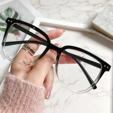 Unisex Blaulichtfilter Strahlenschutz Brille Koreanischer Stil Großer Quadratischer Rahmen PC Optische Brille Für Studenten Kurzsichtigkeit