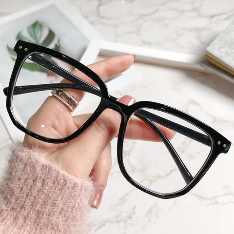 Unisex Blaulichtfilter Strahlenschutz Brille Koreanischer Stil Großer Quadratischer Rahmen PC Optische Brille Für Studenten Kurzsichtigkeit