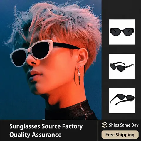 Gafas de Sol de Moda Ojo de Gato Para Hombres Mujeres Retro Bloques de Color Plástico Montura Completa Con Remaches de Puntos Protección UV400