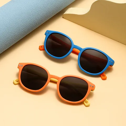 Kids Polarized Sunglasses Cute Silicone Round Oval Frame UV Protection Sunshades Color Block Eyewear For Boys Girls