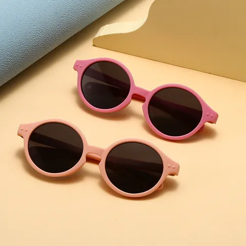 Kids Round Polarized Sunglasses UV400 Protection Plastic Frame Cute Cartoon Eyewear For Toddler Children Outdoor Beach Vacation