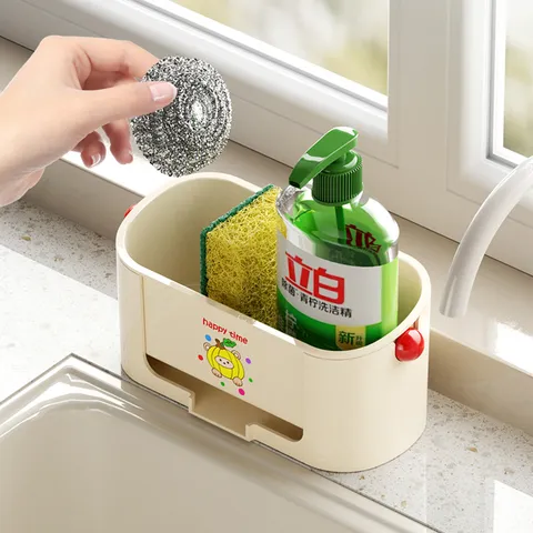 Kitchen Sink Drain Rack Plastic Sponge Rag Holder Washstand Storage Organizer Multifunctional Countertop Drain Shelf
