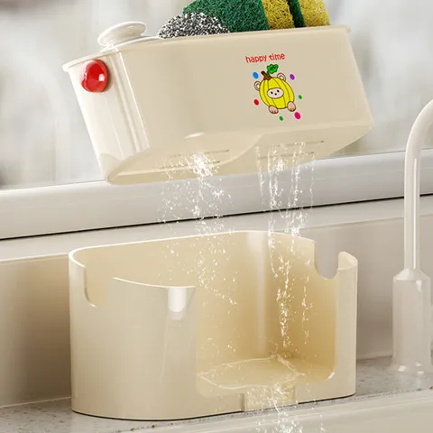 Kitchen Sink Drain Rack Plastic Sponge Rag Holder Washstand Storage Organizer Multifunctional Countertop Drain Shelf
