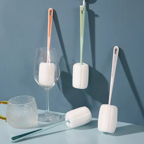 Long Handle Cup Cleaning Brush Sponge Bottle Brush Multi Functional Household Cleaning Tool For Kitchen Drinkware