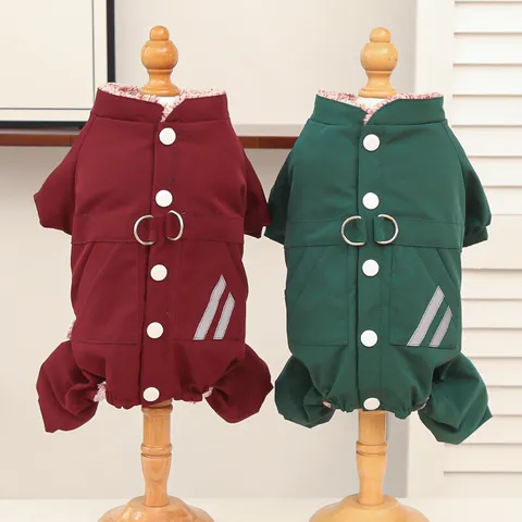 Warm Dog Winter Coat Waterproof Fleece Lined Pet Clothes Four-Legs Puppy Jacket with Reflective Strips
