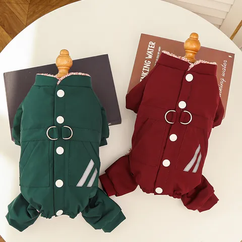 Warm Dog Winter Coat Waterproof Fleece Lined Pet Clothes Four-Legs Puppy Jacket with Reflective Strips