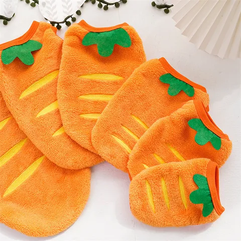 Cute Carrot Shape Pet Winter Warm Fleece Vest Puppy Dog Clothes Small Dogs And Cats Apparel Daily Outfit