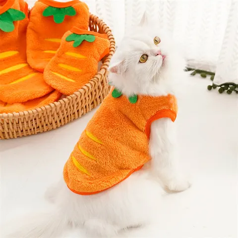 Cute Carrot Shape Pet Winter Warm Fleece Vest Puppy Dog Clothes Small Dogs And Cats Apparel Daily Outfit
