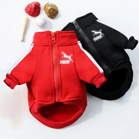 Pet Dog Winter Warm Hoodie Casual Fleece Sweatshirt With Zipper And Striped Sleeves For Small Medium Dogs Cats Apparel