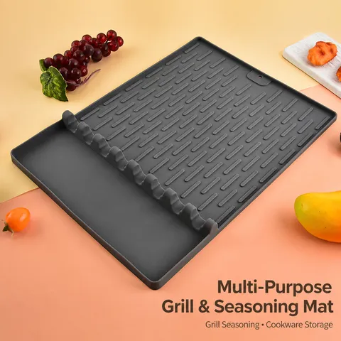 Silikon Grillmatte Hitzebeständige Barbecue Gewürzmatte Rutschfeste Abtropfschale Outdoor Camping Küchenwerkzeug