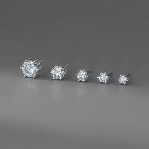 925 Sterlingsilber Moissanit Ohrstecker Elegante Runde Sechs-Krallen Solitär Ohrringe Damen Schmuck Mode Minimalistisches Accessoire