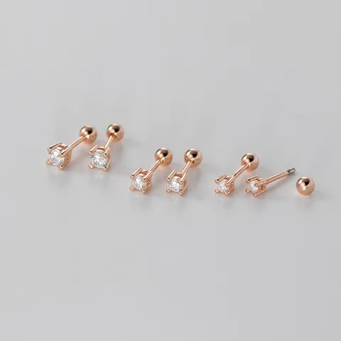 S925 Sterling Silber Moissanit Ohrstecker Minimalistisch Rund Vier Krallen Silber Roségold Ohrschmuck Für Damen Täglich Mode Accessoires