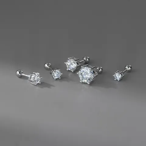 925 Sterlingsilber Moissanit Ohrstecker Elegante Runde Sechs-Krallen Solitär Ohrringe Damen Schmuck Mode Minimalistisches Accessoire