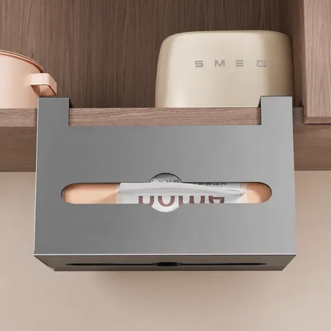 Under Cabinet Paper Towel Holder Iron Punch Free Hanging Tissue Dispenser Modern Minimalist Kitchen Storage Rack