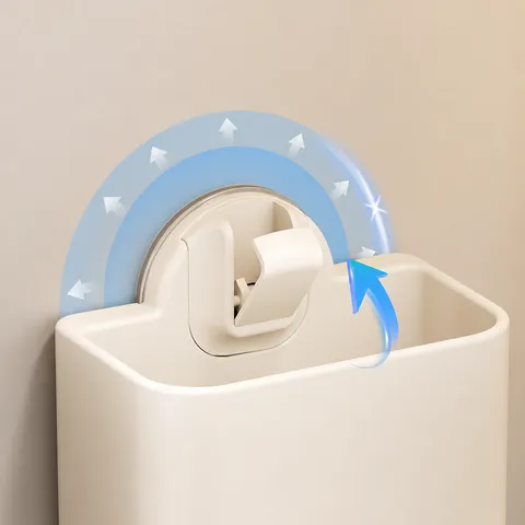 Bathroom Suction Comb Storage Rack ABS Wall Mounted Makeup Brush Organizer Holder Creamy White Minimalist Design