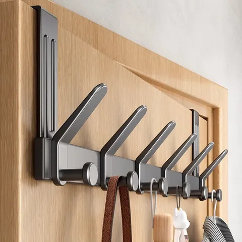 Over The Door Hook Clothes Hanger Space Aluminum Heavy Door Organizer Rack Multi Hook Coat Hanger For Bedroom Home
