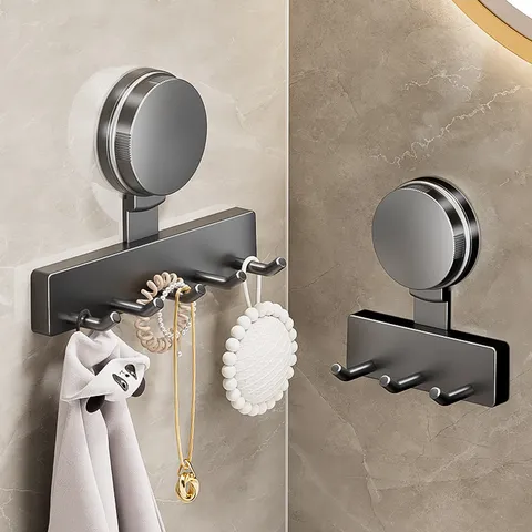 Wall Mounted Suction Cup Hook Heavy Duty ABS Towel Coat Hook Multi Hook Organizer For Bathroom Kitchen Home Modern