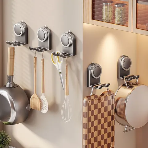 Punch-Free Kitchen Cutting Board Suction Cup Hook Heavy Duty Wall Mounted Carbon Steel Rack Storage Organizer Holder