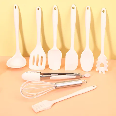 Mini Ensemble d Ustensiles de Cuisine en Silicone Alimentaire Résistant à la Chaleur Cuillères Spatules de Cuisson