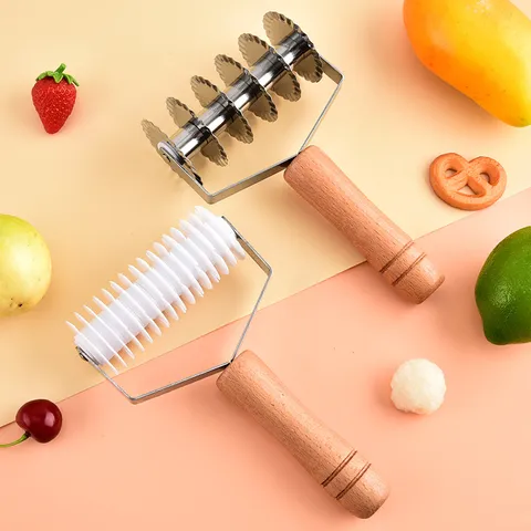 Tagliare Pizza Rullo in Acciaio Inossidabile Manico in Legno Multi Ruota Divisore Pasta Cucina