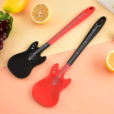 Creative Guitar Shaped Silicone Cooking Spatula Non Stick Heat Resistant Baking Spoon Kitchen Tool