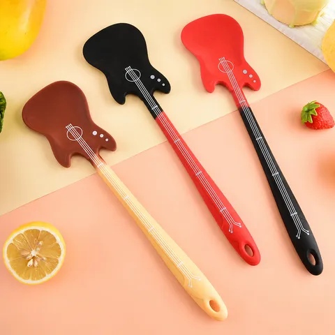 Creative Guitar Shaped Silicone Cooking Spatula Non Stick Heat Resistant Baking Spoon Kitchen Tool