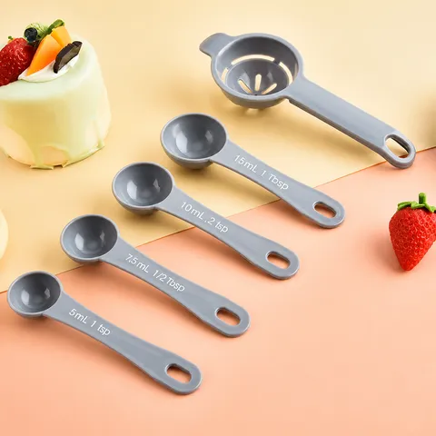 Plastic Measuring Cups And Spoons Baking Tools With Egg White Separator Clear Graduated Kitchen Cooking Accessories