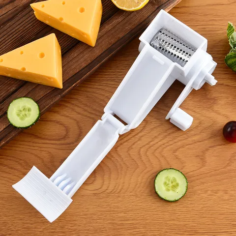Hand-Cranked Cheese Grater Multi-Functional Vegetable Shredder Rotary Kitchen Slicer With Stainless Steel Blades