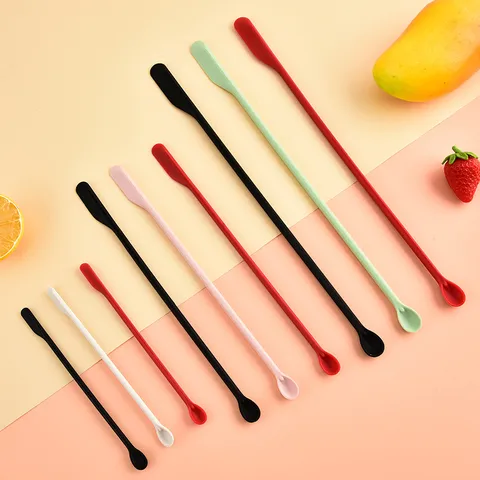 Mini Silicone Spatula Set Double Ended Jar Spatula Flexible Kitchen Baking Jam Spatula Makeup Foundation Scoop Spoon