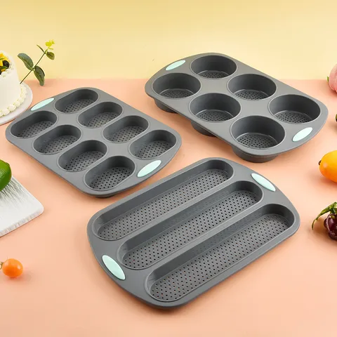 Perforated Silicone Bread Mold Baguette Pan Burger Baking Tray Non Stick Oven Bakeware Tool For Kitchen Home