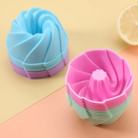 Round Silicone Cake Mold Reusable Baking Cup Heat Resistant Muffin Mold For Birthday Party Kitchen Pastry Tool