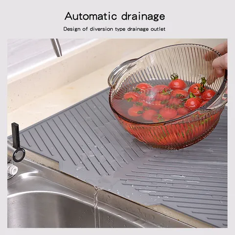 Tappetino Scolapiatti in Silicone Resistente al Calore Lavello da Cucina Antiscivolo Protettore per Top