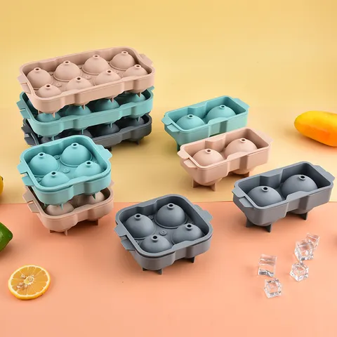 Stampo per Ghiaccio in Silicone Whiskey Grande Sfera di Ghiaccio Flessibile con Coperchio per Casa Cucina Bar Bevande Fredde